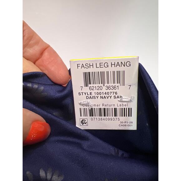 Blue Floral Leggings Crossband Mid Rise Length Size M NWT Jenni - Picture 4 of 7